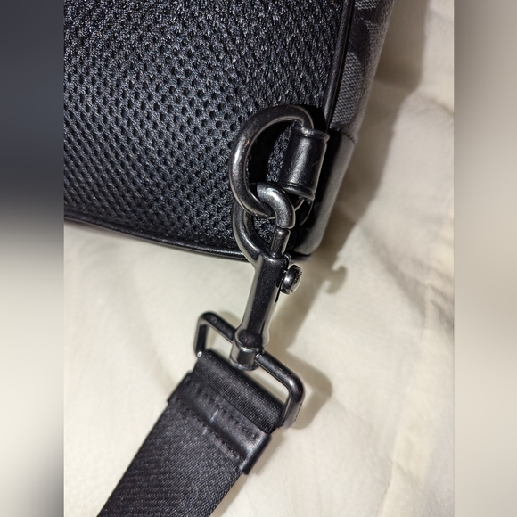 Coach West Pack In Signature Coated Canvas With Varsity Stripe Charcoal EUC - Picture 11 of 15